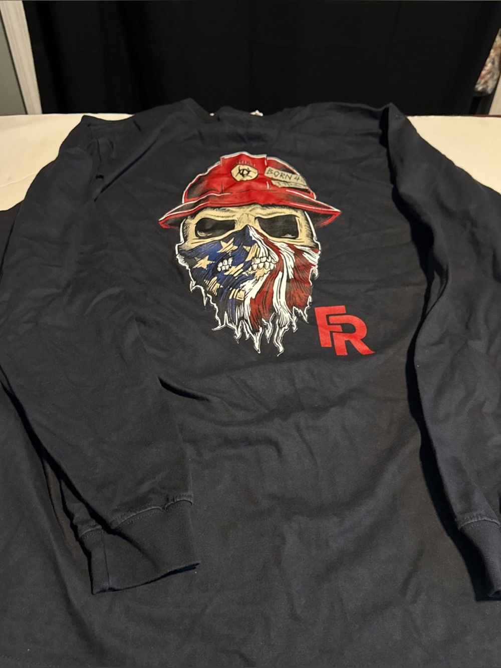 Ariat FR Born For This Skull Long Sleeve T-Shirt Black Flame Resistant Large